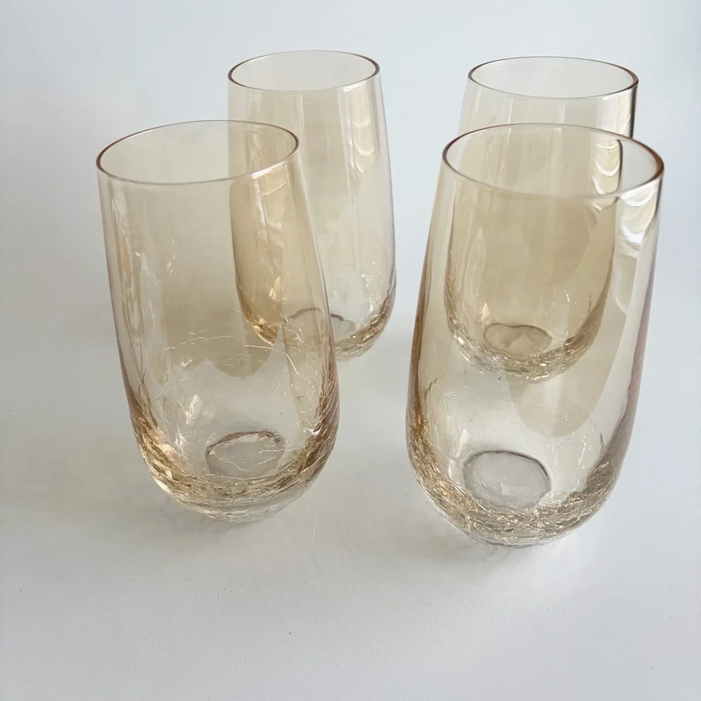 Pier 1 Imports | Amber Crackle Golden Luster Highball Glasses Set Of 4
